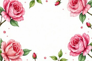 Delicate watercolor roses, leaves, & buds, repeating seamlessly , seamless, rose, nature