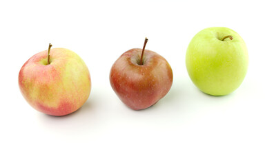 3 apples on white background