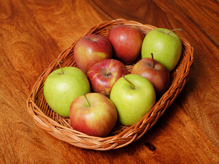 Still life with green and red apples