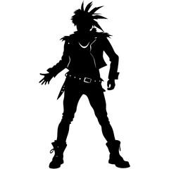 Fototapeta premium Punk Rocker Silhouette Vector Art for Fashion Design and Graphic Projects
