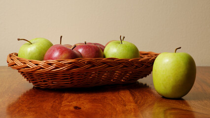 Still life with green and red apples