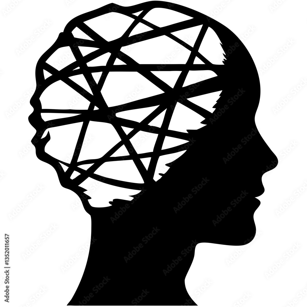 Poster abstract human head with network pattern for conceptual design