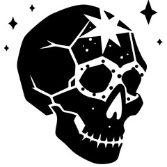 Abstract Celestial Skull Vector Art Design for Tattoos and Graphic Illustrations