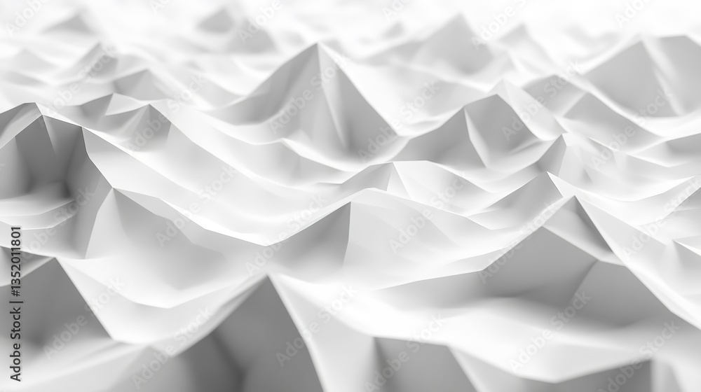 Aufkleber abstract white polygonal surface with sharp peaks and valleys creating a geometric landscape