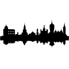 Obraz premium Vector City Skyline Silhouette with Reflection for Graphic Design and Art Projects