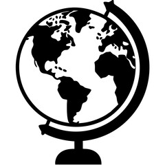 Black Silhouette Globe Vector Illustration for Educational and Design Purposes