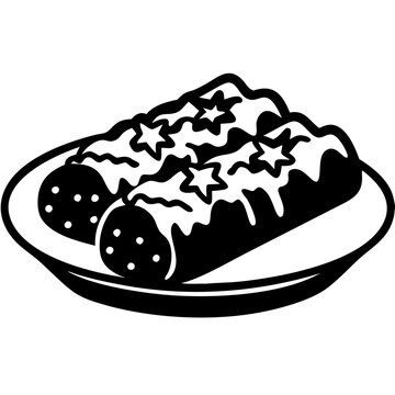 black and white enchiladas on plate clip art preview