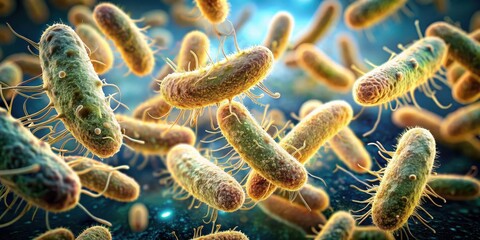 Bacteria Pseudomonas aeruginosa forms a complex biofilm structure on a surface with numerous flagella protruding from its cells , Bacteria, Laboratory
