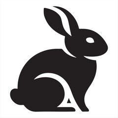 Minimalist Black and White Rabbit Silhouette Icon