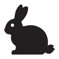 Minimalist Black and White Rabbit Silhouette Icon