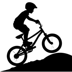 Fototapeta premium Silhouette Child BMX Bike Stunt Adventure Vector for Sport and Design Applications