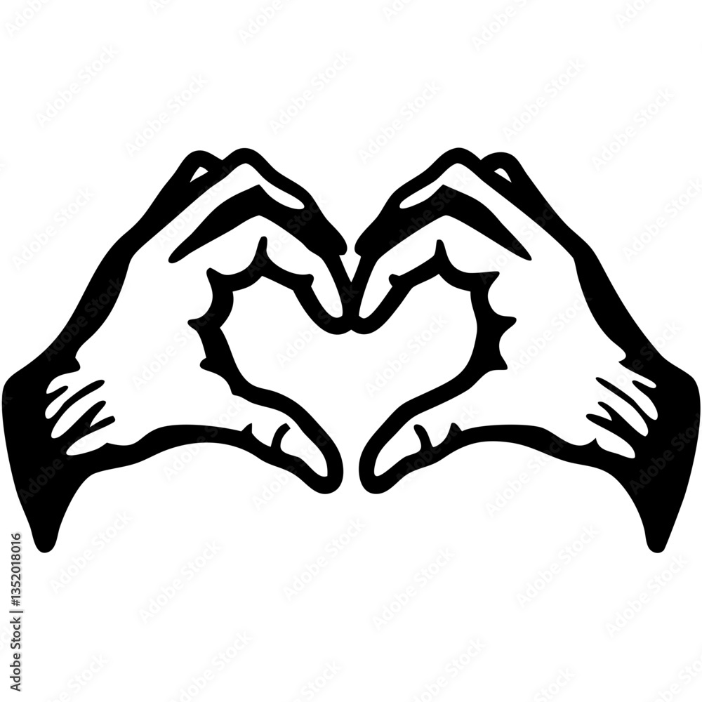 Poster hands forming heart shape gesture symbolizing love and unity vector illustration