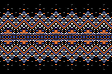 Cross stitch pattern concept showcasing traditional ethnic geometric pattern, Design for textile, background,carpet,wallpaper,clothing,wrapping,Batik,fabric,Vector illustration	
