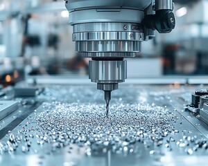 CNC Milling Machine Drilling Metal.