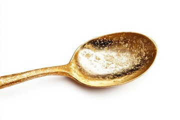 Gold-toned vintage spoon isolated on white