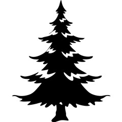 Obraz premium Silhouette of Evergreen Pine Tree Vector for Coloring Books and Holiday Decor