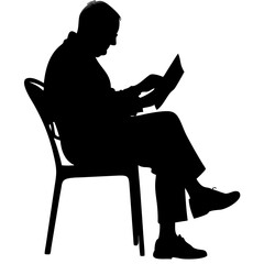 Silhouette of Man Reading in Chairic Vector for Art and Design Projects