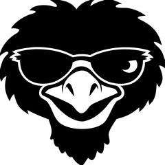 Obraz premium Cool Ostrich Head Wearing Sunglasses Vector for Logo or T-Shirt Design