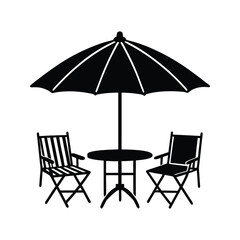 beach chairs and umbrella