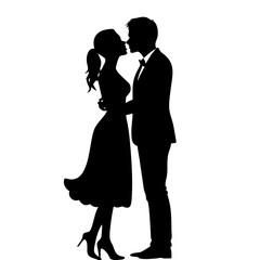 Romantic Couple Silhouette Embracing for Love Wedding Invitations