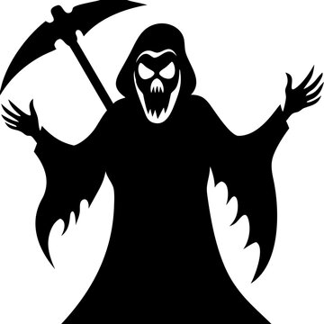 recommend clip art: Grim Reaper Silhouette Vector Illustration for Halloween Designs and Tattoo Art