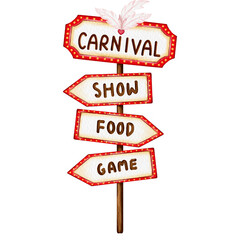 watercolor carnival sign post