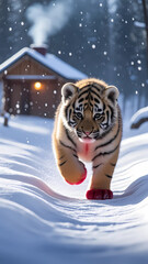 tiger in snow