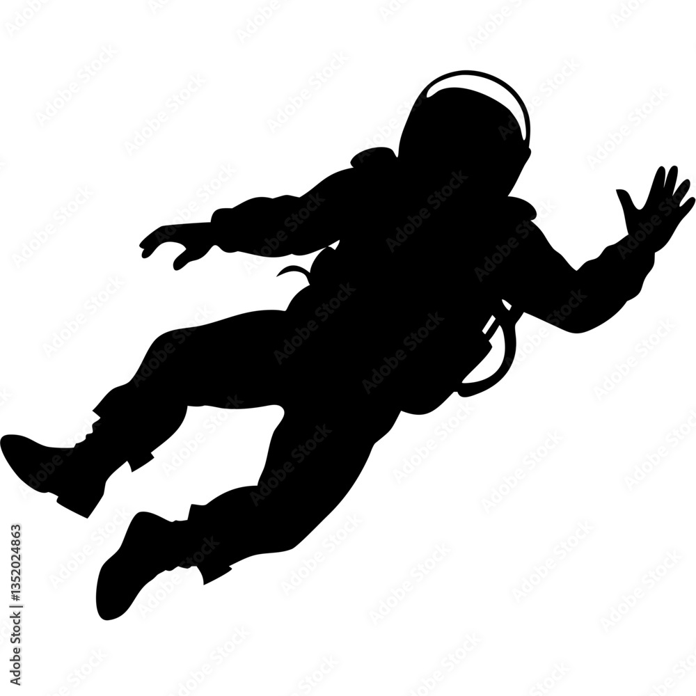 Poster astronaut silhouette floating in space vector illustration for graphic design and projects