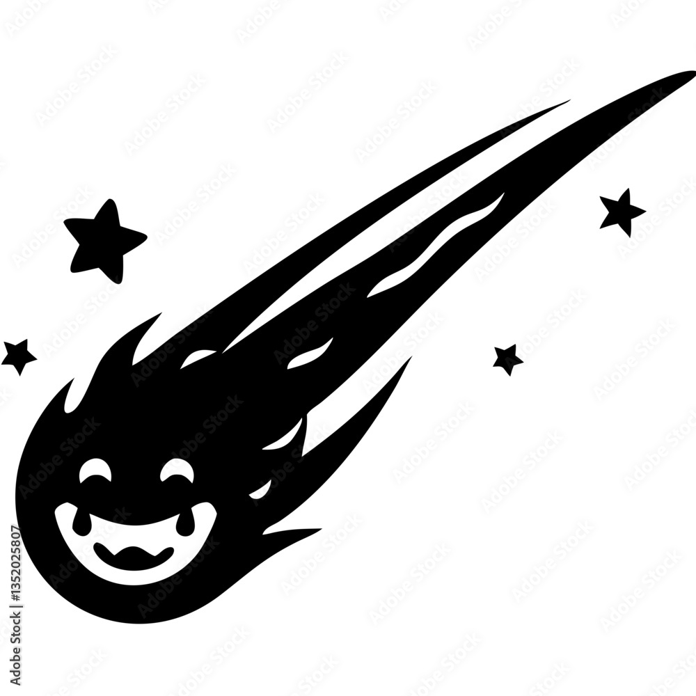 Poster smiling comet vector illustration with stars for creative projects