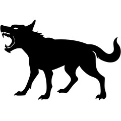 Fototapeta premium Fierce Howling Wolf Silhouette Vector Illustration for Tattoo and Design