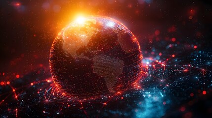 Glowing holographic globe representing global communication networks