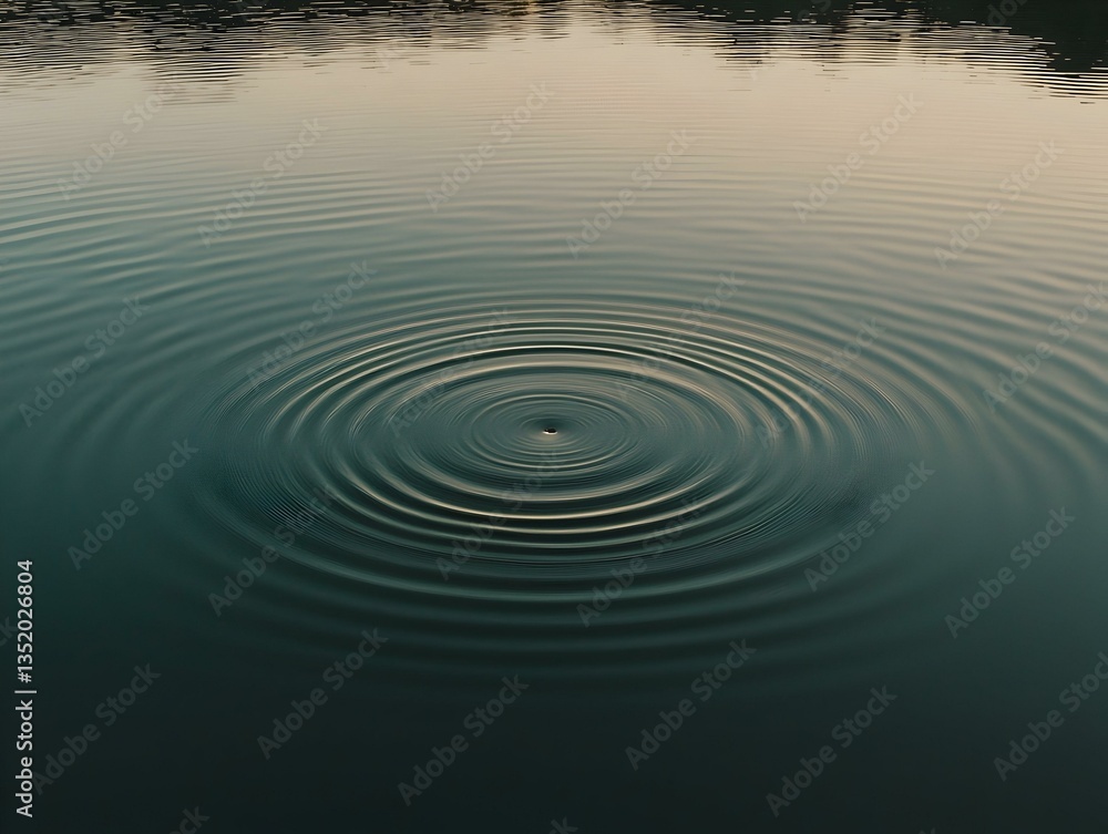 Aufkleber concentric ripples on a calm water surface. abstract image of a drop creating expanding circles. per