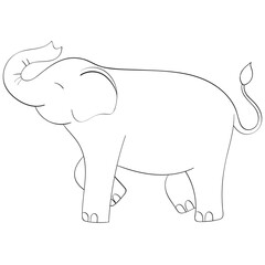 elephant walking handrawn outline style illustration