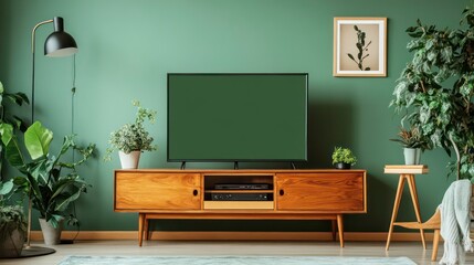 Modern Living Room with TV Stand and Plants
