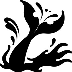 Splashing Whale Tail Silhouette Vector Art for Nautical Tattoos and DIY Crafts