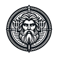 Fototapeta premium Minimalist Poseidon Logo - Symbol of Sea Power and Greek Mythology