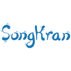 songkran english lettering with splash style handrawn flat style illustration