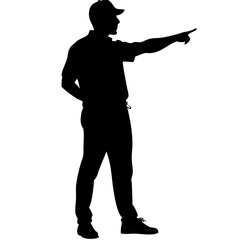 Silhouette of Person Pointing Forward in Casual Attire for Direction Concept