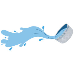 splashing water from silver bowl handrawn flat style illustration