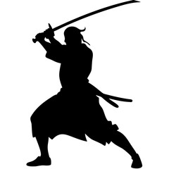 Fototapeta premium Samurai Warrior Silhouette Vector Art for Martial Arts and Japanese Culture Designs