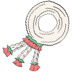 traditional thai floral garlanda handrawn line and color style illustration