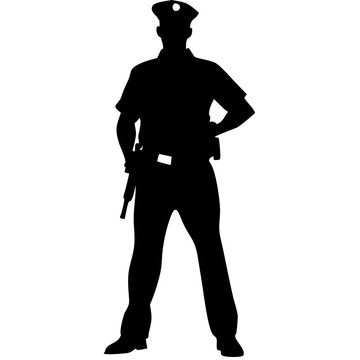 recommend clip art: Police Officer Silhouette Vector Illustration for Security and Law Enforcement Designs