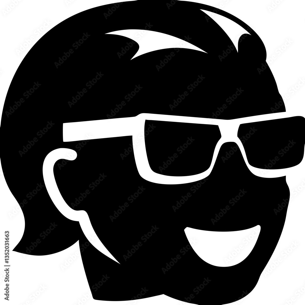 Aufkleber silhouette vector of smiling man with sunglasses for design and branding use