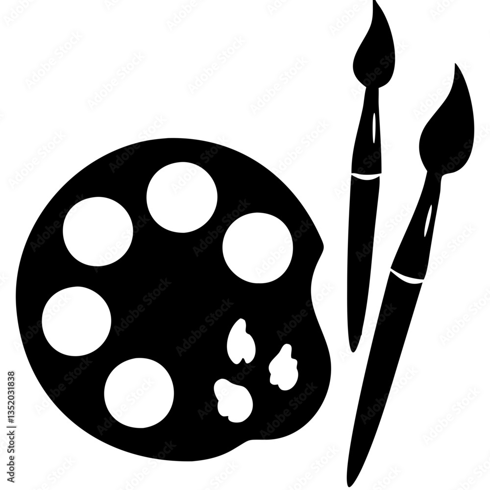 Poster art palette and brushes vector for creative design and digital use