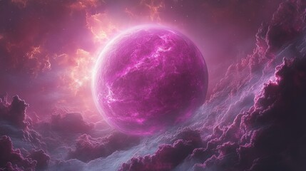 Obraz premium Cosmic Creation of Heavens and Earth in Vibrant Violet Universe