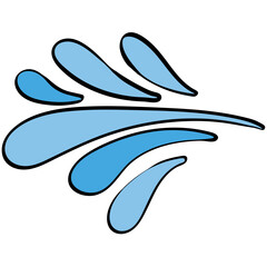 water splash layered spray curve handrawn line and color style illustration