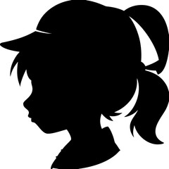 Silhouette of Girl with Ponytail Profile Vector for Art and Design Projects