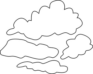 Black Line Art White Shadow Stratus Cloud Illustration Minimalist Cloud Drawing Clipart