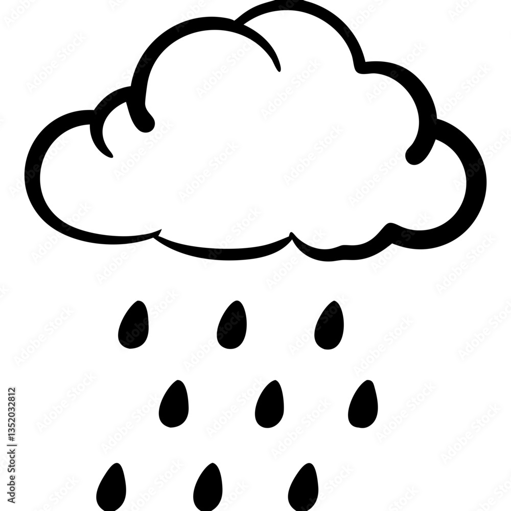 Poster rain cloud with raindrops weather vector for apps and design projects