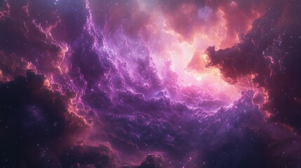 Fototapeta premium Cosmic Creation of Heavens and Earth in Violet Nebula Beauty
